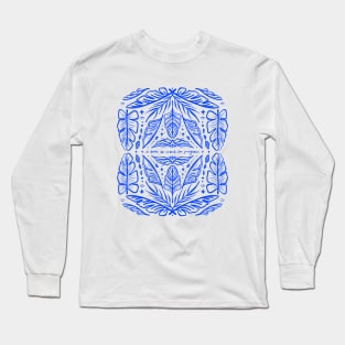 Blue Tropical Leaves / Work in Progress Long Sleeve T-Shirt